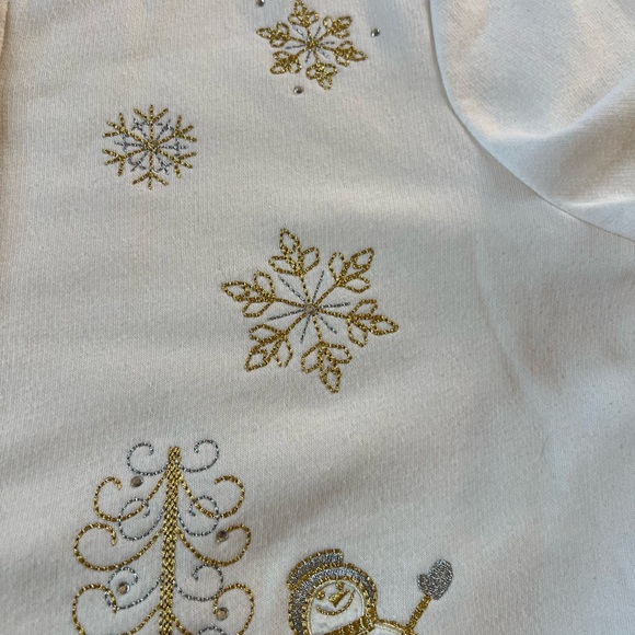 Breckenridge Woman’s L Sweatshirt Cardingan Pearl Snap Winter White Snowmen - Picture 10 of 13